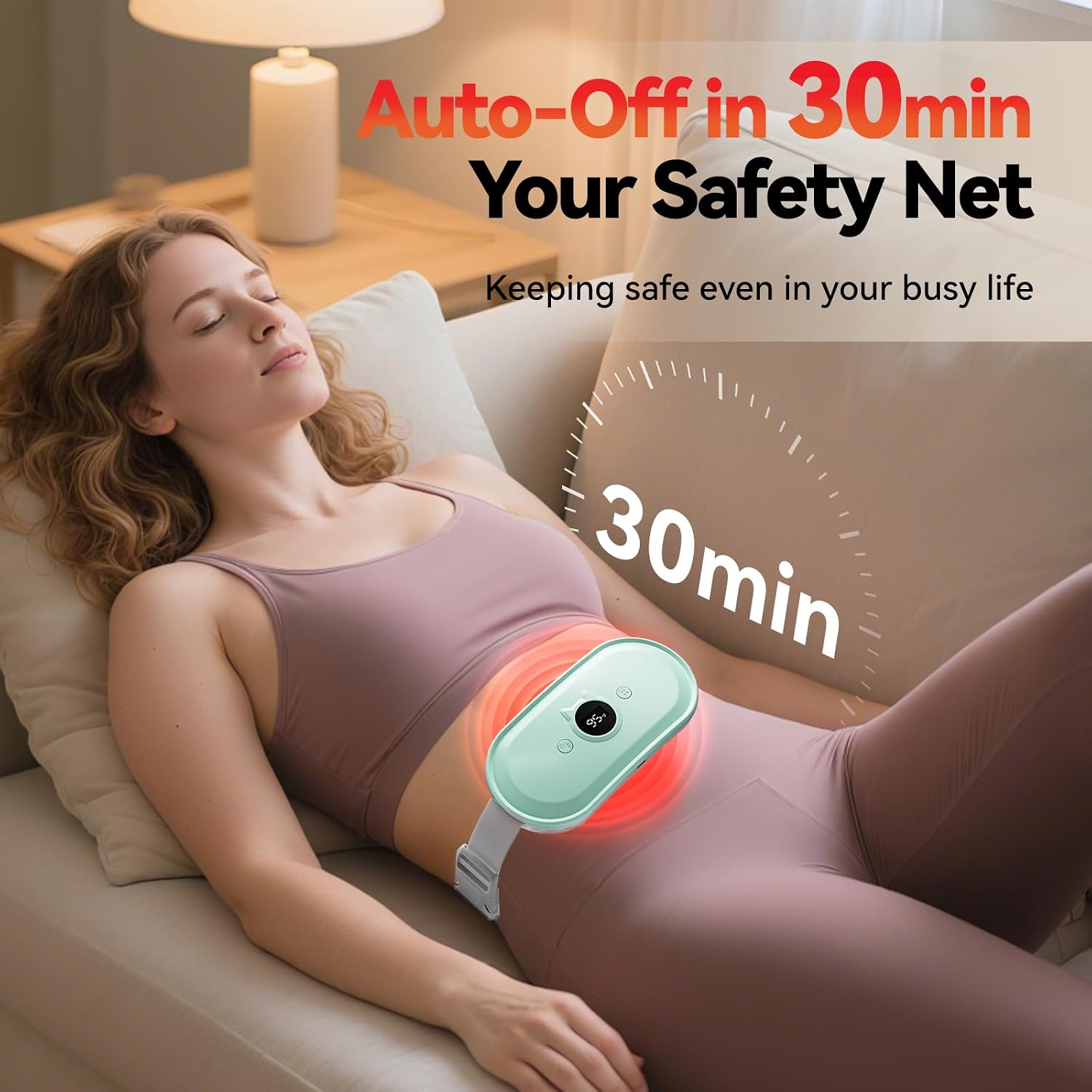 Cramp Relief Heating Belt – Adjustable, Rechargeable, On-the-Go
